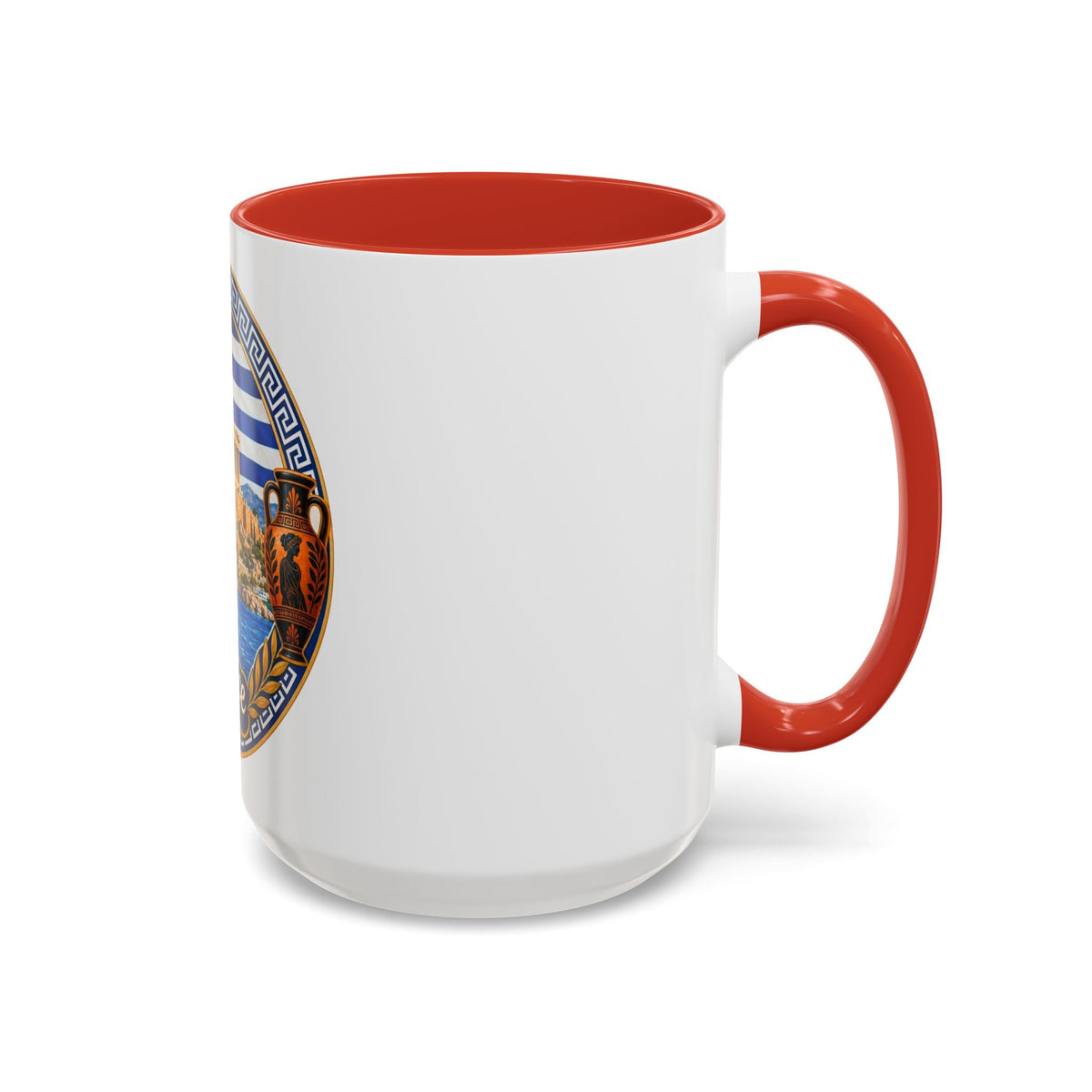 Greece Scenic Accent Coffee Mug – Acropolis, Olive & Blue Flag Design (11/15oz)