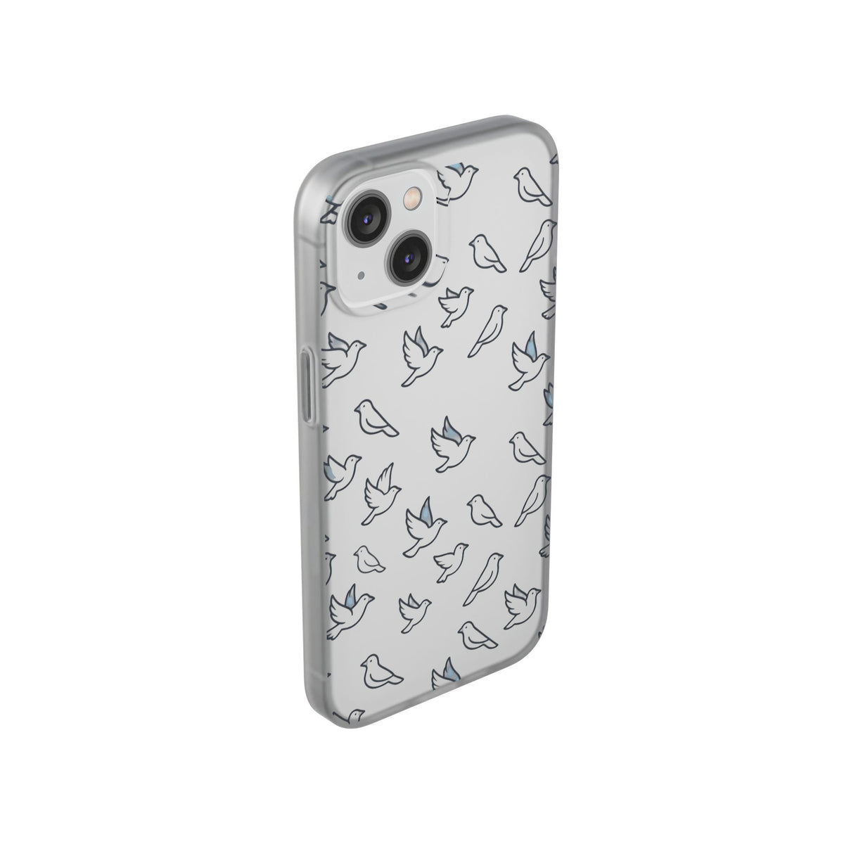 Dove Pattern Flexi Phone Case — Minimal White Bird Protective Case