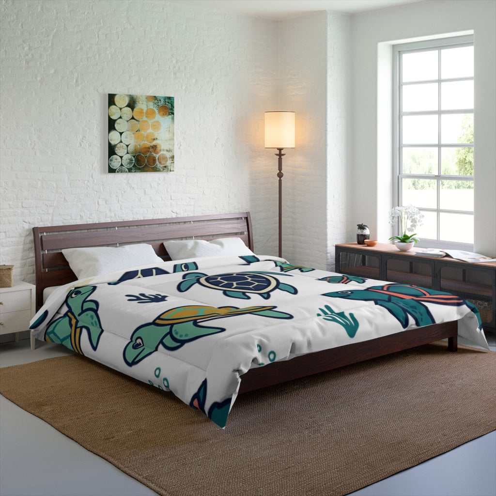 Sea Turtle Comforter - Cute Ocean Turtle Bedding for Kids & Coastal Bedrooms