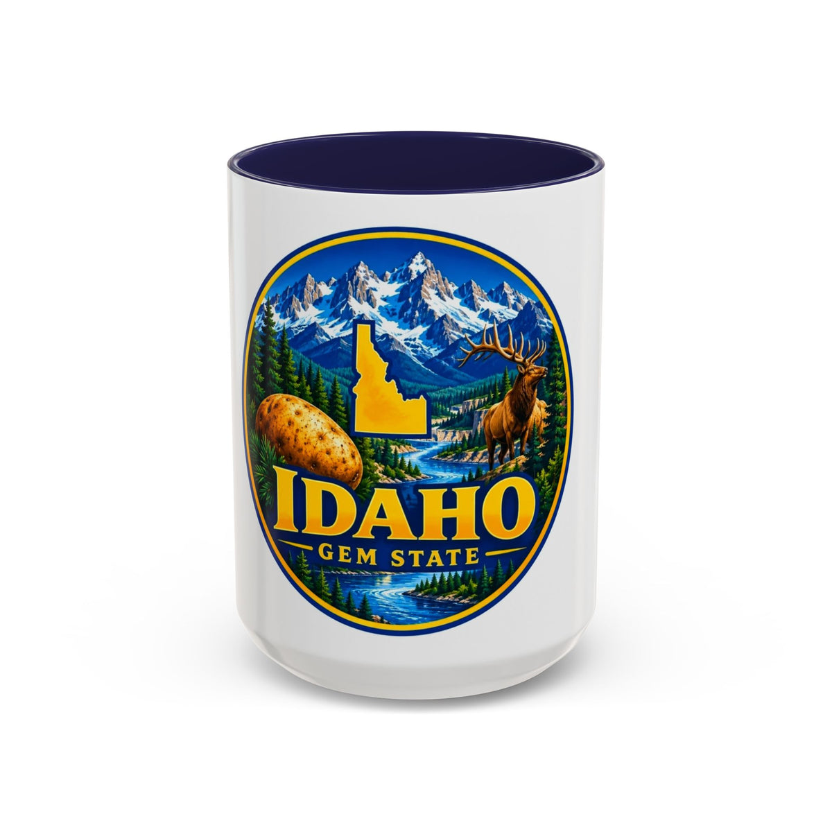 Idaho Gem State Coffee Mug — Mountain, Elk & Potato Travel Souvenir (11/15oz)