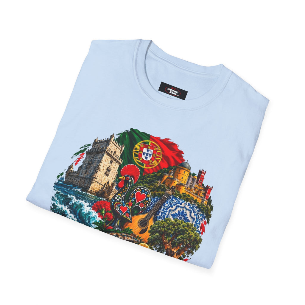 Portugal Travel T-Shirt — Vintage Lisbon Landmarks & Azulejo Heart Design