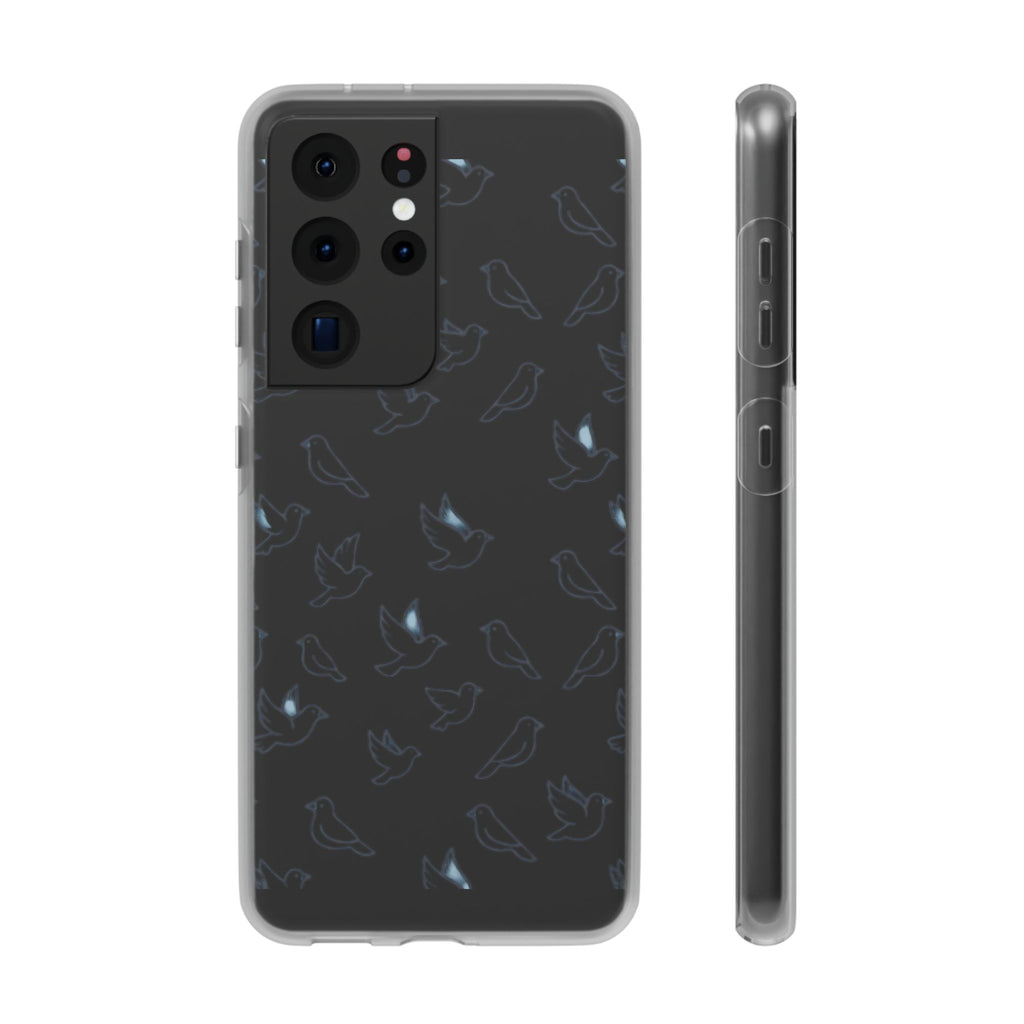 Dove Pattern Flexi Phone Case — Minimal White Bird Protective Case