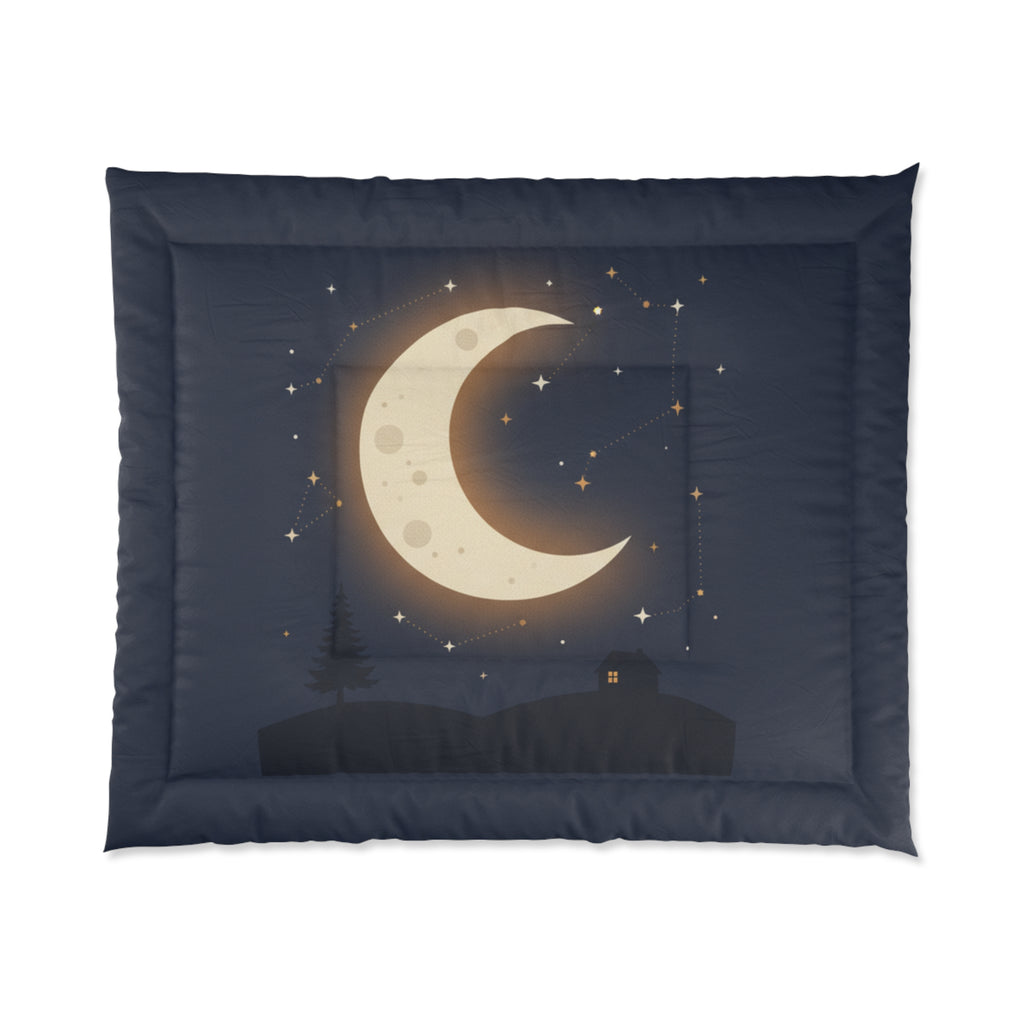 Moonlit Night Comforter — Cozy Crescent Moon Bedding for Bedroom