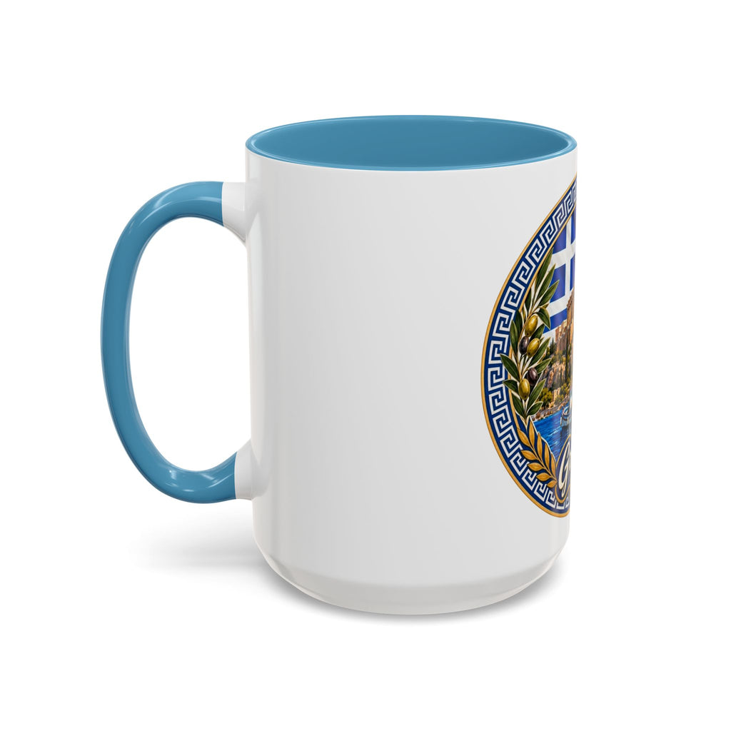 Greece Scenic Accent Coffee Mug – Acropolis, Olive & Blue Flag Design (11/15oz)