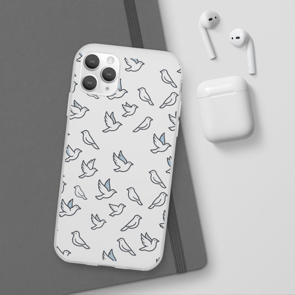 Dove Pattern Flexi Phone Case — Minimal White Bird Protective Case
