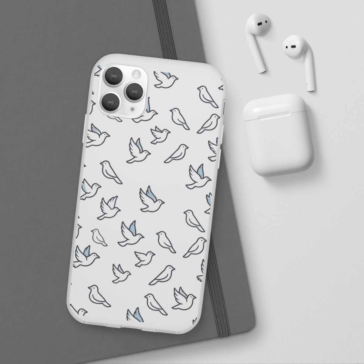 Dove Pattern Flexi Phone Case — Minimal White Bird Protective Case