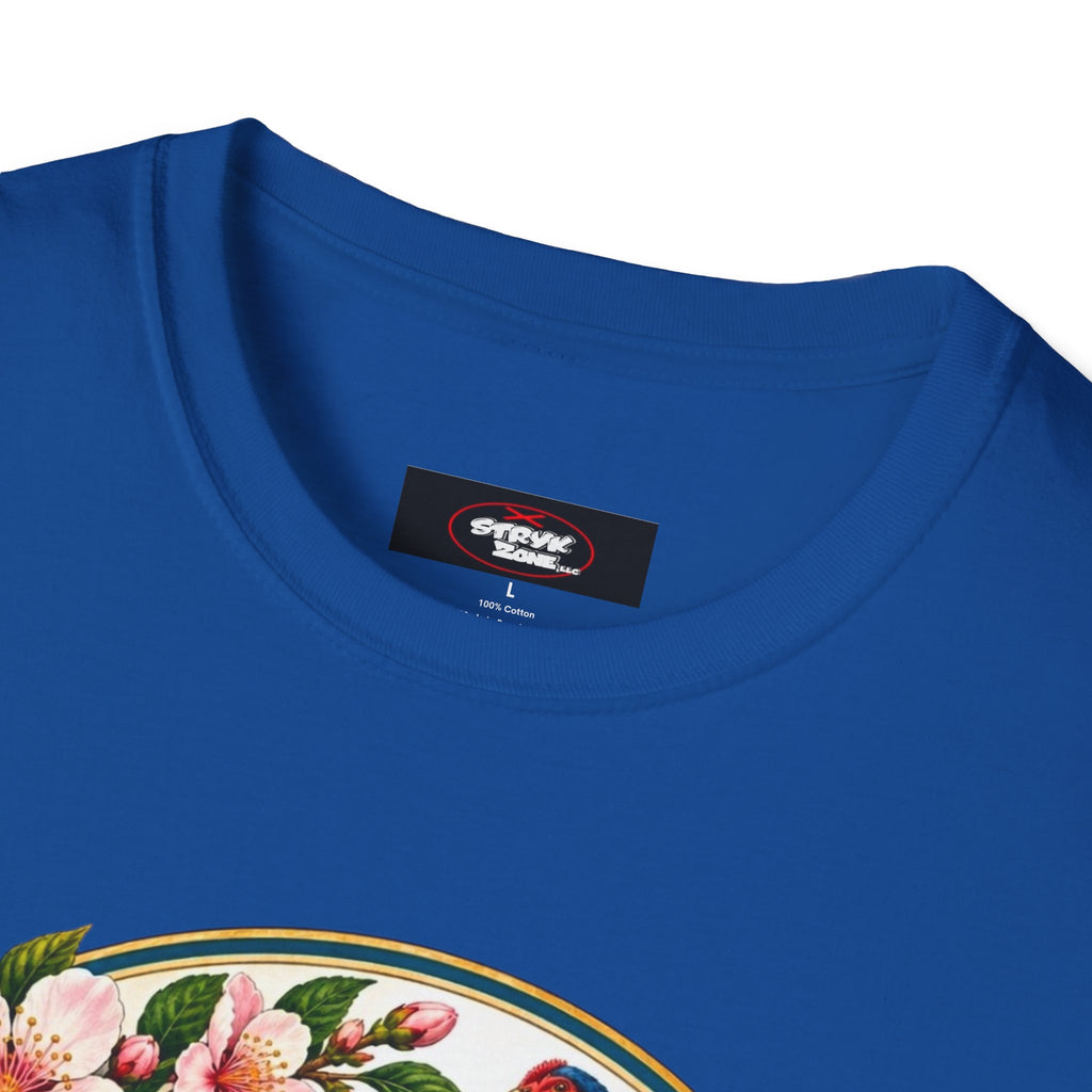 Delaware State Seal Vintage T-Shirt — Floral & Blue Hen State Emblem