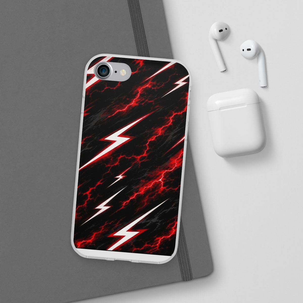 Phone Case — Red Lightning Bolt Storm Flexi Case