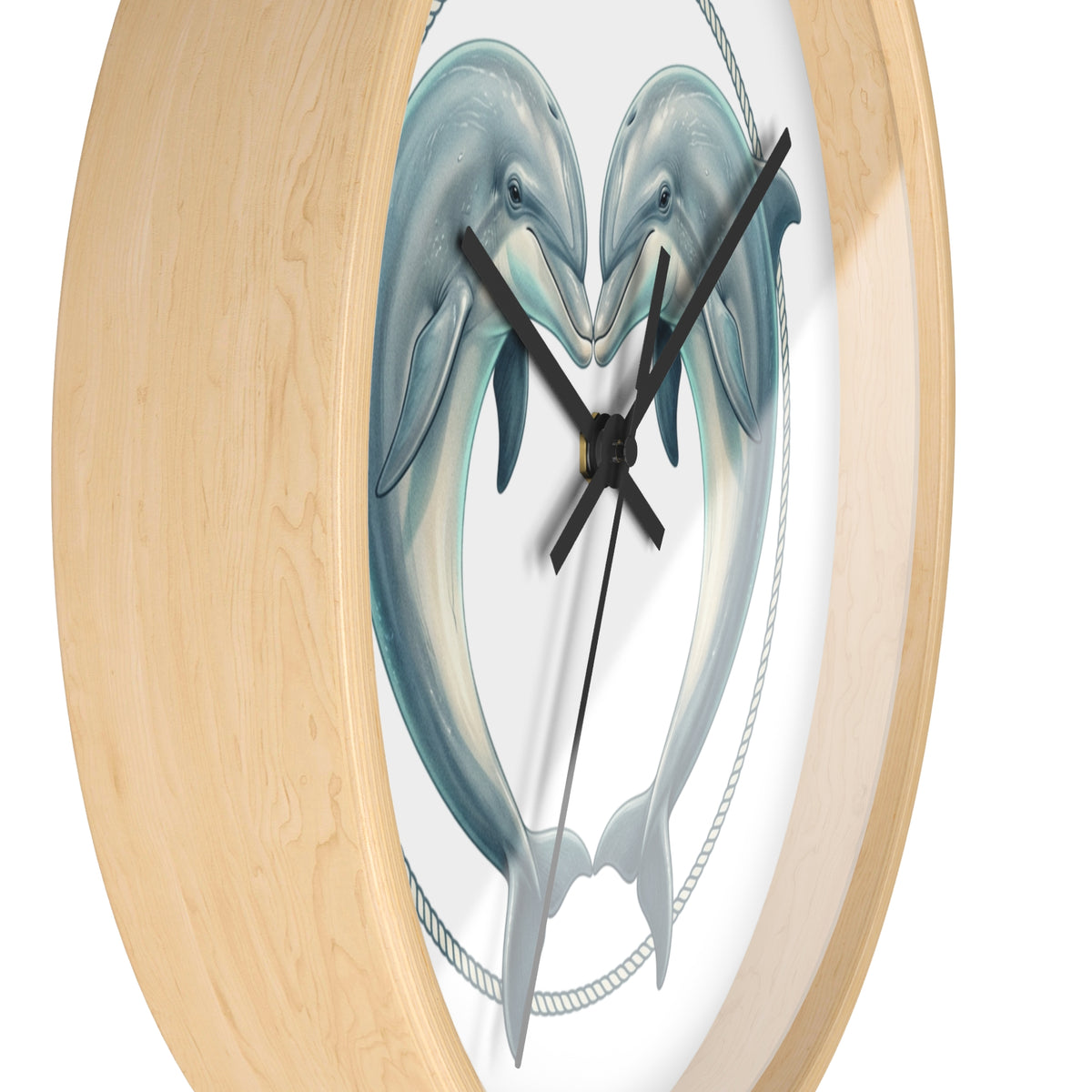 Dolphin Heart Wall Clock — Nautical Coastal Decor for Beach Lovers