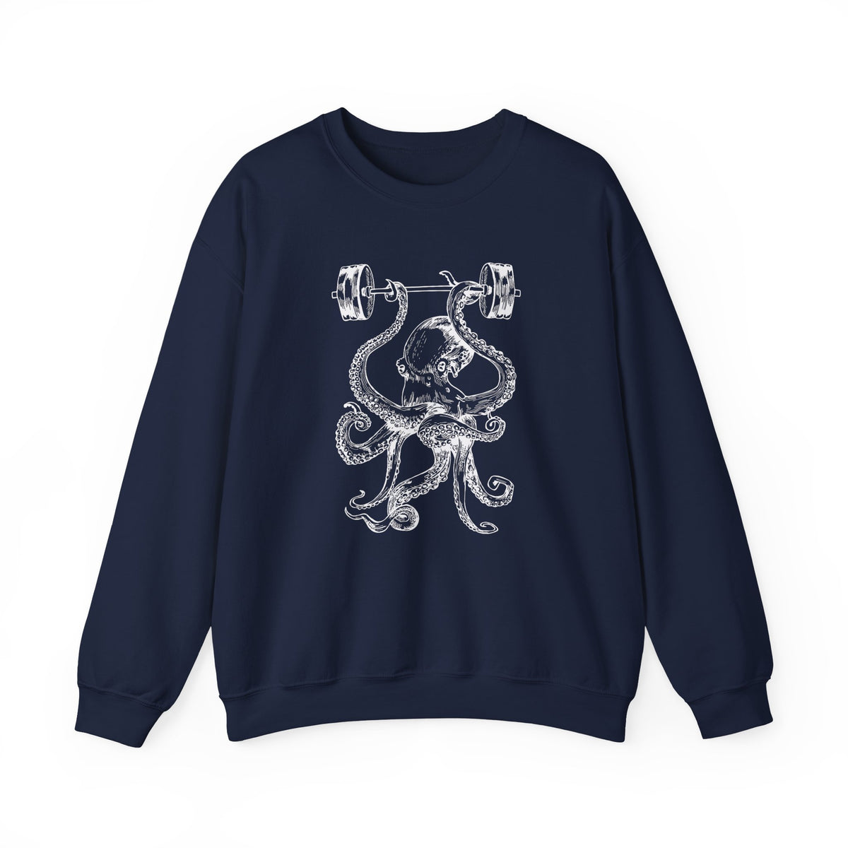 Vintage ink octopus graphic on a crewneck sweatshirt