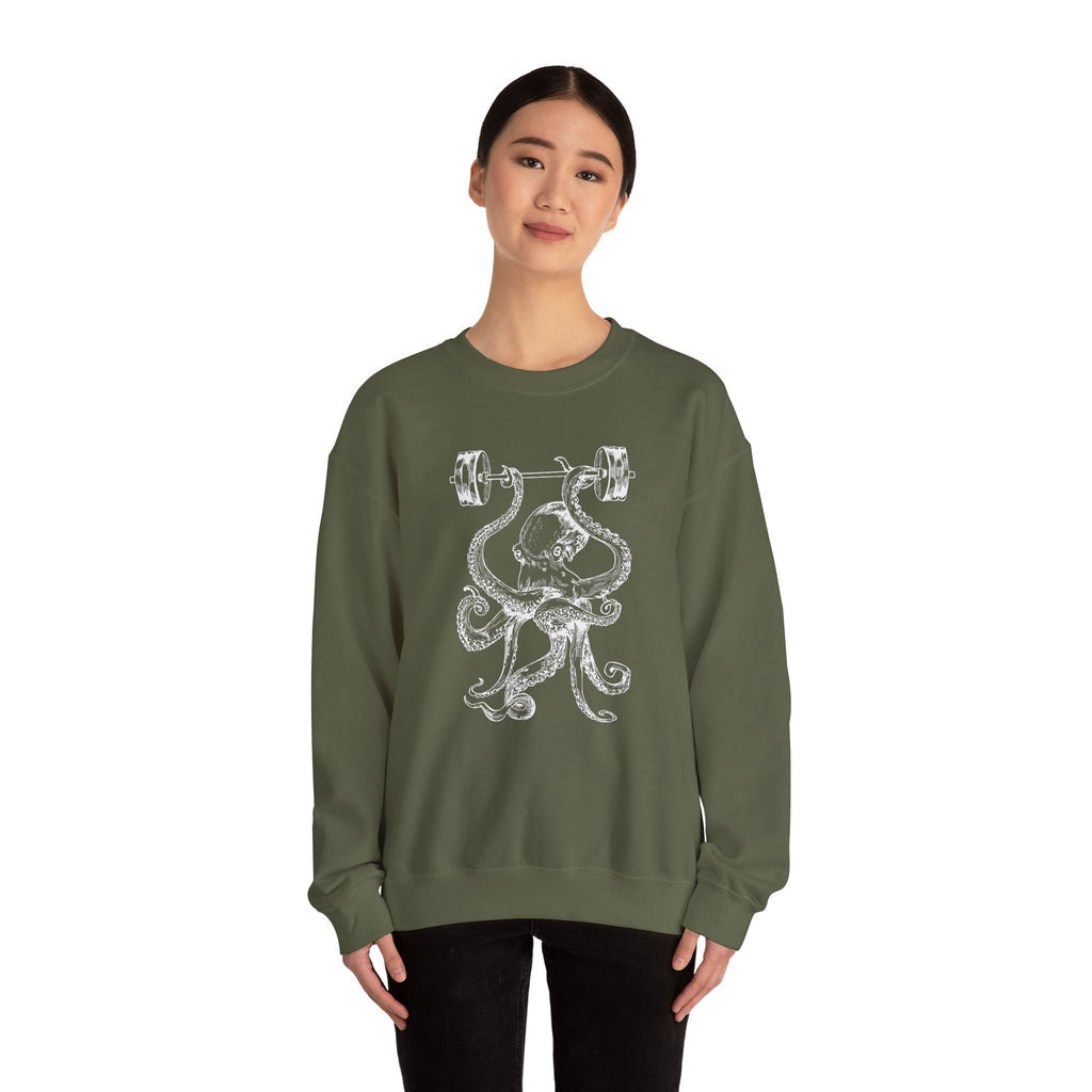 Vintage ink octopus graphic on a crewneck sweatshirt