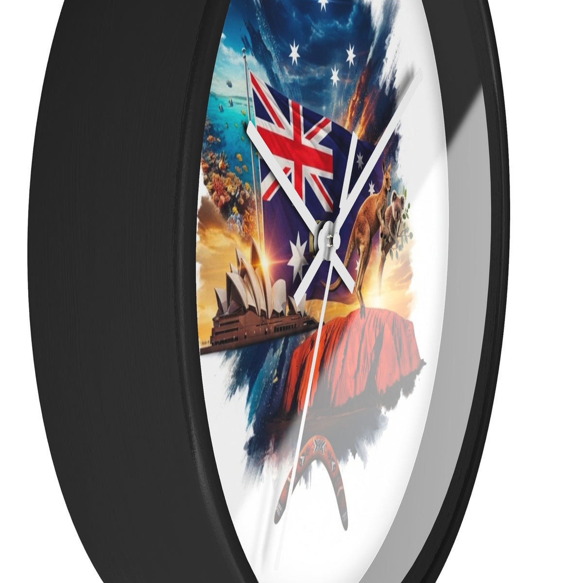 Australian Landscape Wall Clock — Flag, Uluru & Opera House Decor