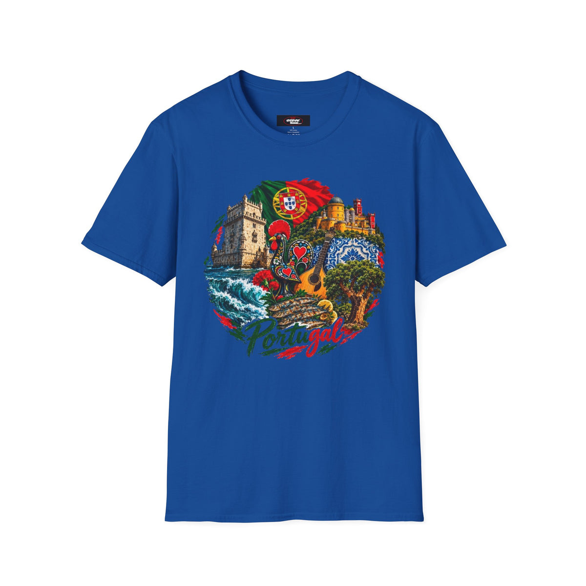 Portugal Travel T-Shirt — Vintage Lisbon Landmarks & Azulejo Heart Design