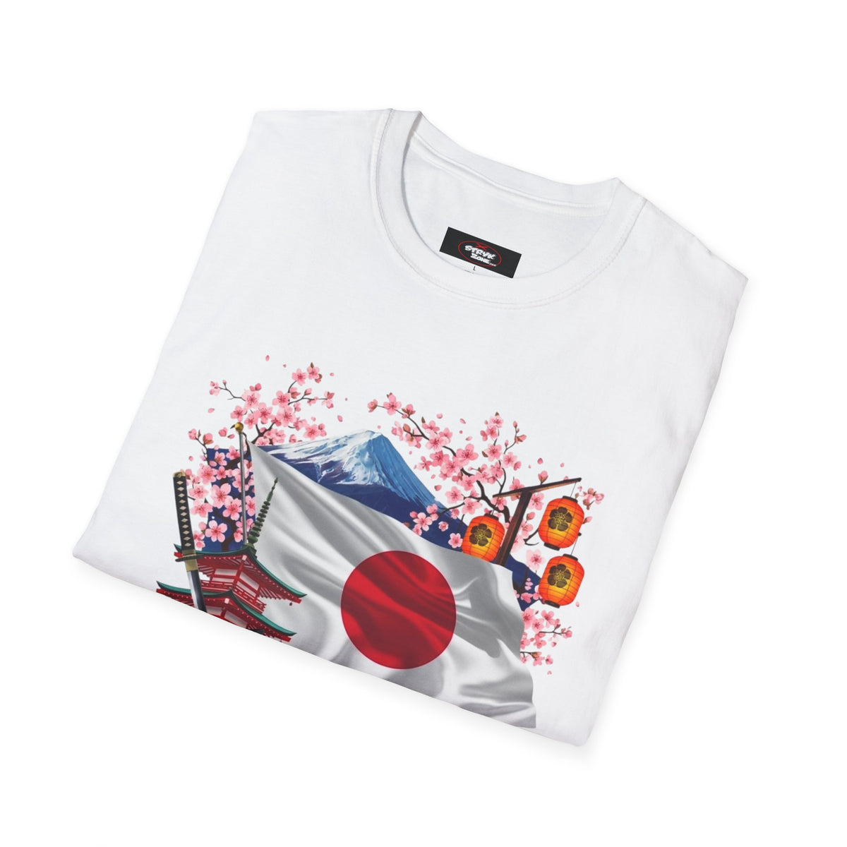 Japan Flag Scenic T-Shirt — Mount Fuji, Cherry Blossoms & Traditional Icons