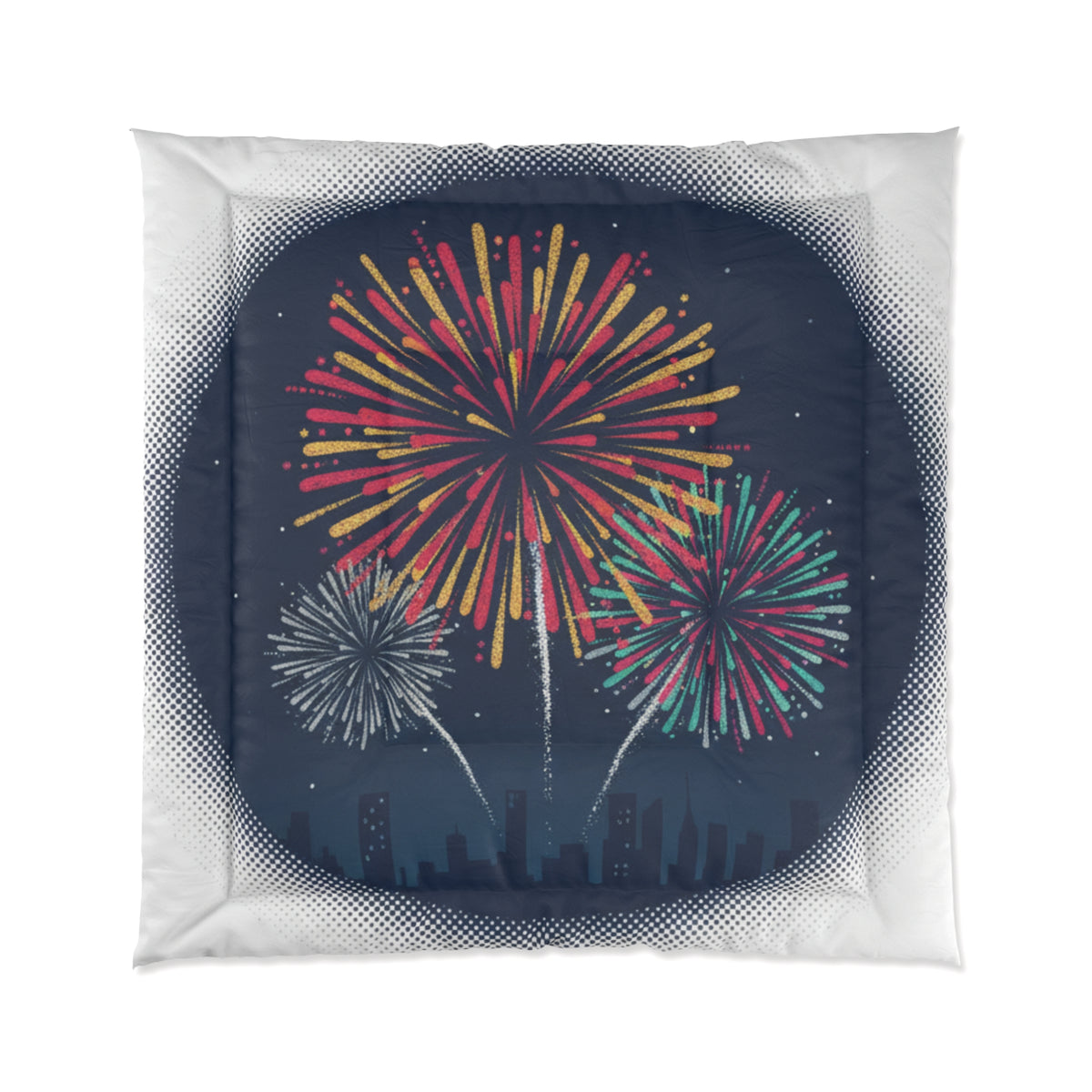 Fireworks Comforter – Night Sky Celebration Bedding (Fourth of July, New Year)