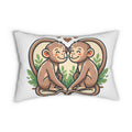 Monkey Love Lumbar Pillow — Cute Twin Monkeys Decorative Throw Pillow