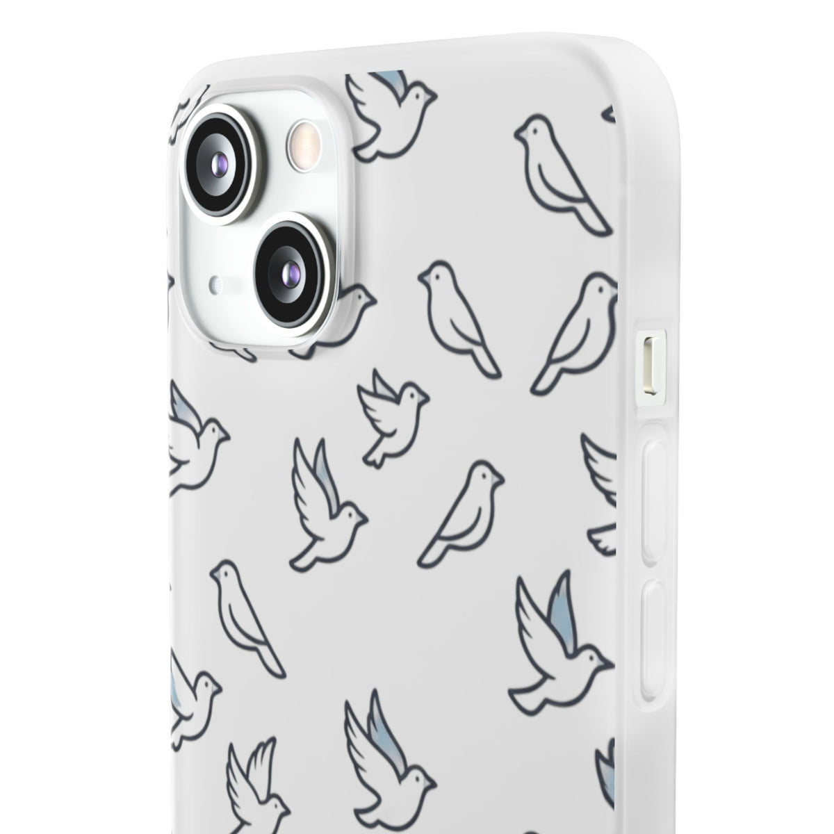 Dove Pattern Flexi Phone Case — Minimal White Bird Protective Case