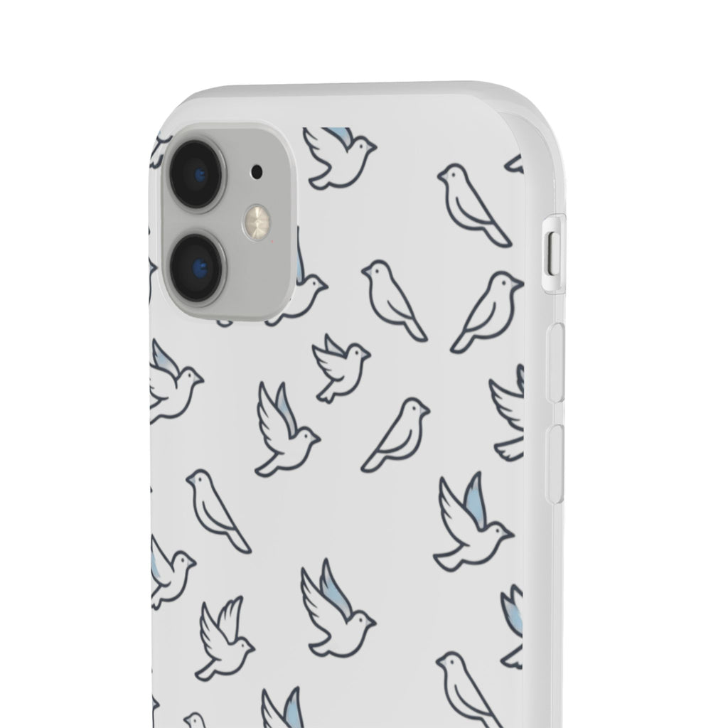 Dove Pattern Flexi Phone Case — Minimal White Bird Protective Case