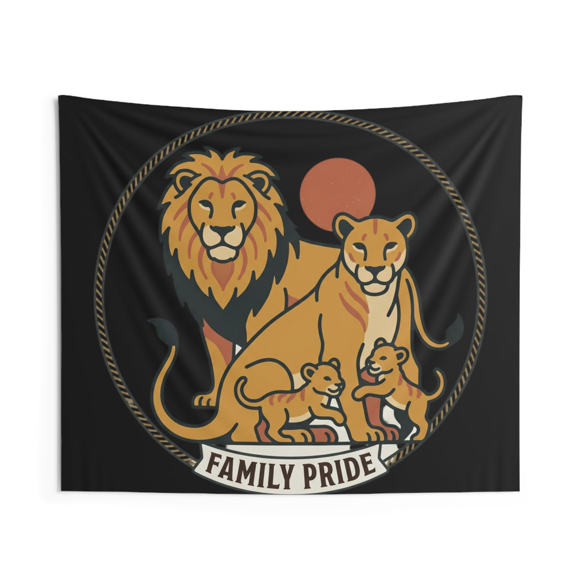 Family Pride Lion Tapestry — Indoor Wall Hanging