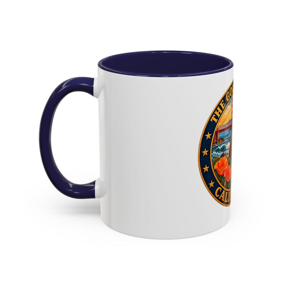 California Golden State Coffee Mug — Bear, Golden Gate & Poppies Accent Mug