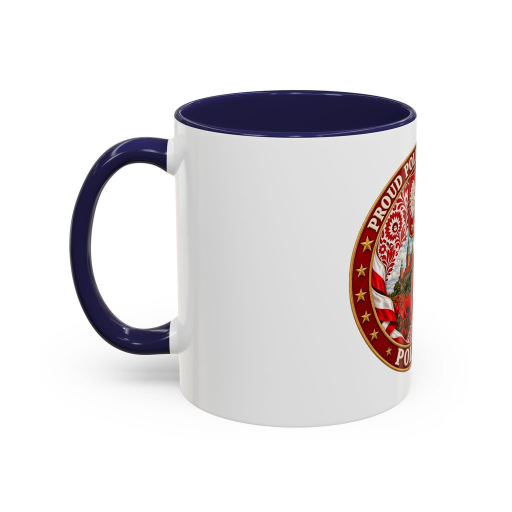 Poland Pride Accent Coffee Mug - "Proud Polish Heritage" Crest, Polish Souvenir Gift