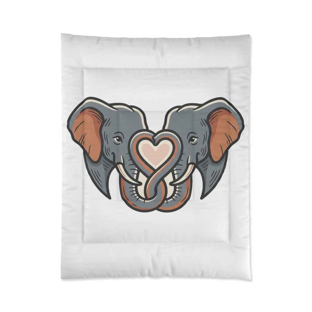 Elephant Heart Comforter - Cute Elephant Love Bedding for Kids & Animal Lovers
