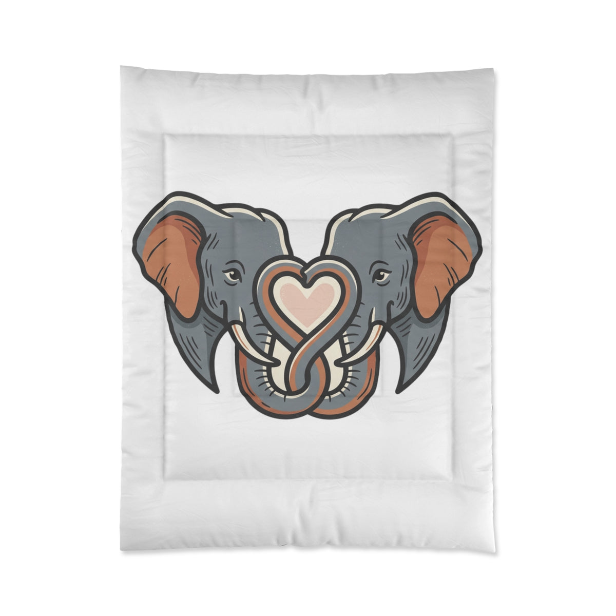 Elephant Heart Comforter - Cute Elephant Love Bedding for Kids & Animal Lovers