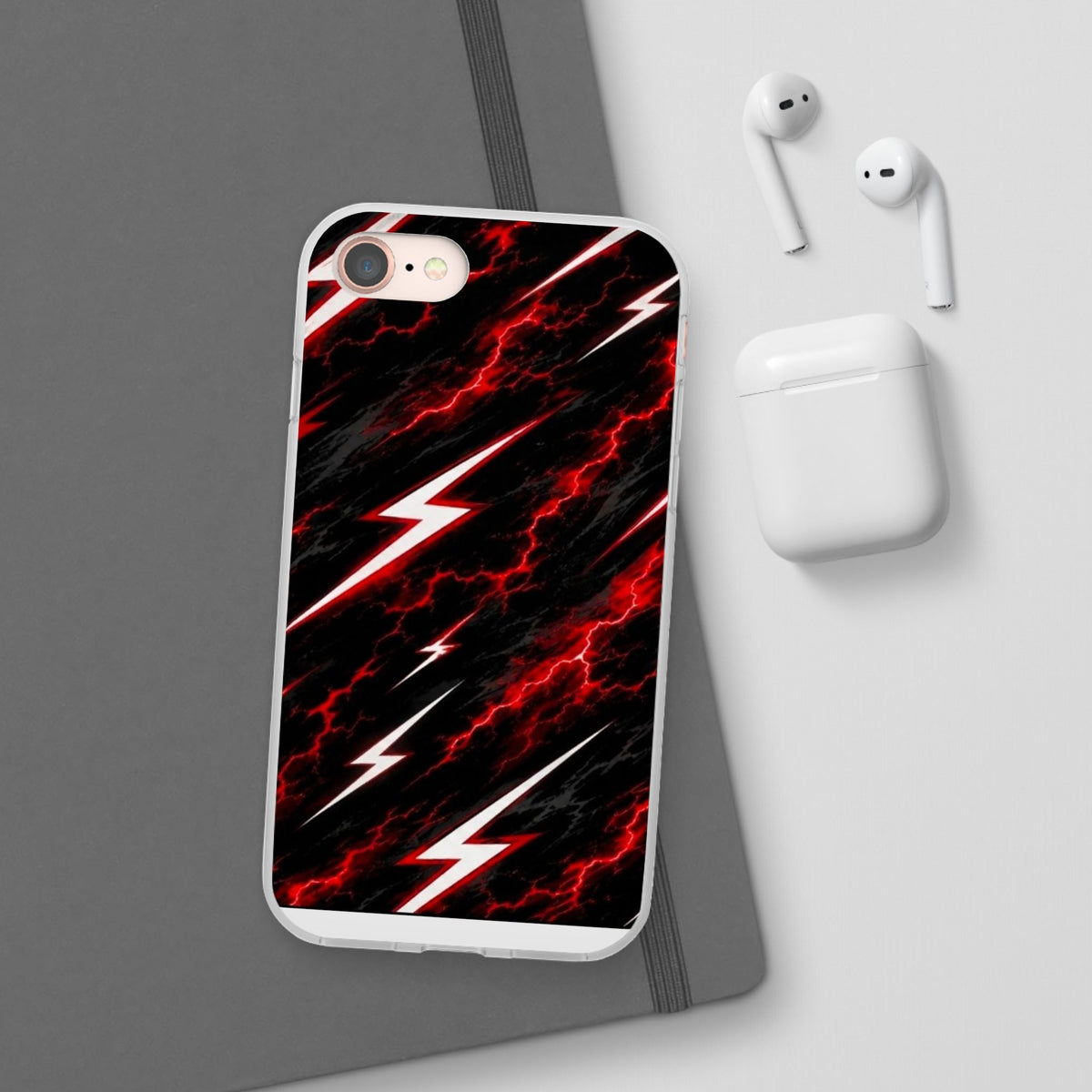 Phone Case — Red Lightning Bolt Storm Flexi Case