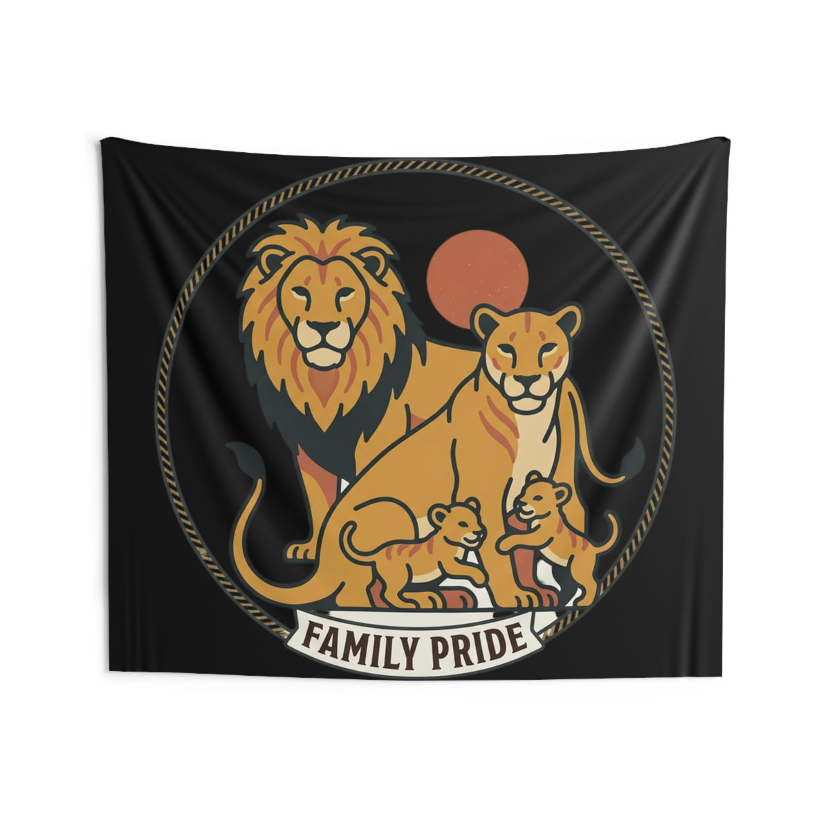 Family Pride Lion Tapestry — Indoor Wall Hanging