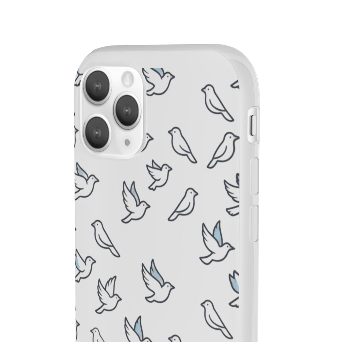 Dove Pattern Flexi Phone Case — Minimal White Bird Protective Case