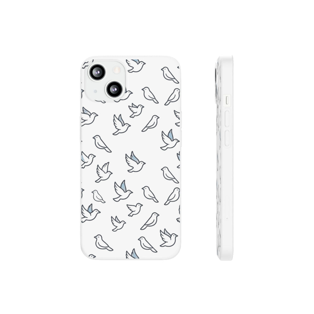 Dove Pattern Flexi Phone Case — Minimal White Bird Protective Case