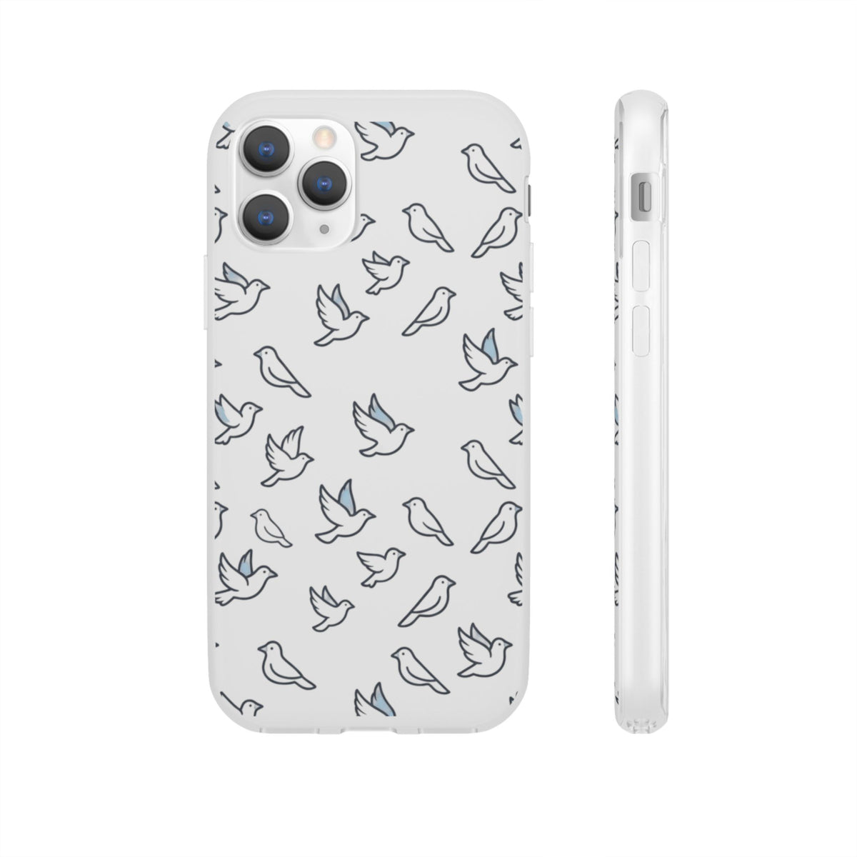 Dove Pattern Flexi Phone Case — Minimal White Bird Protective Case