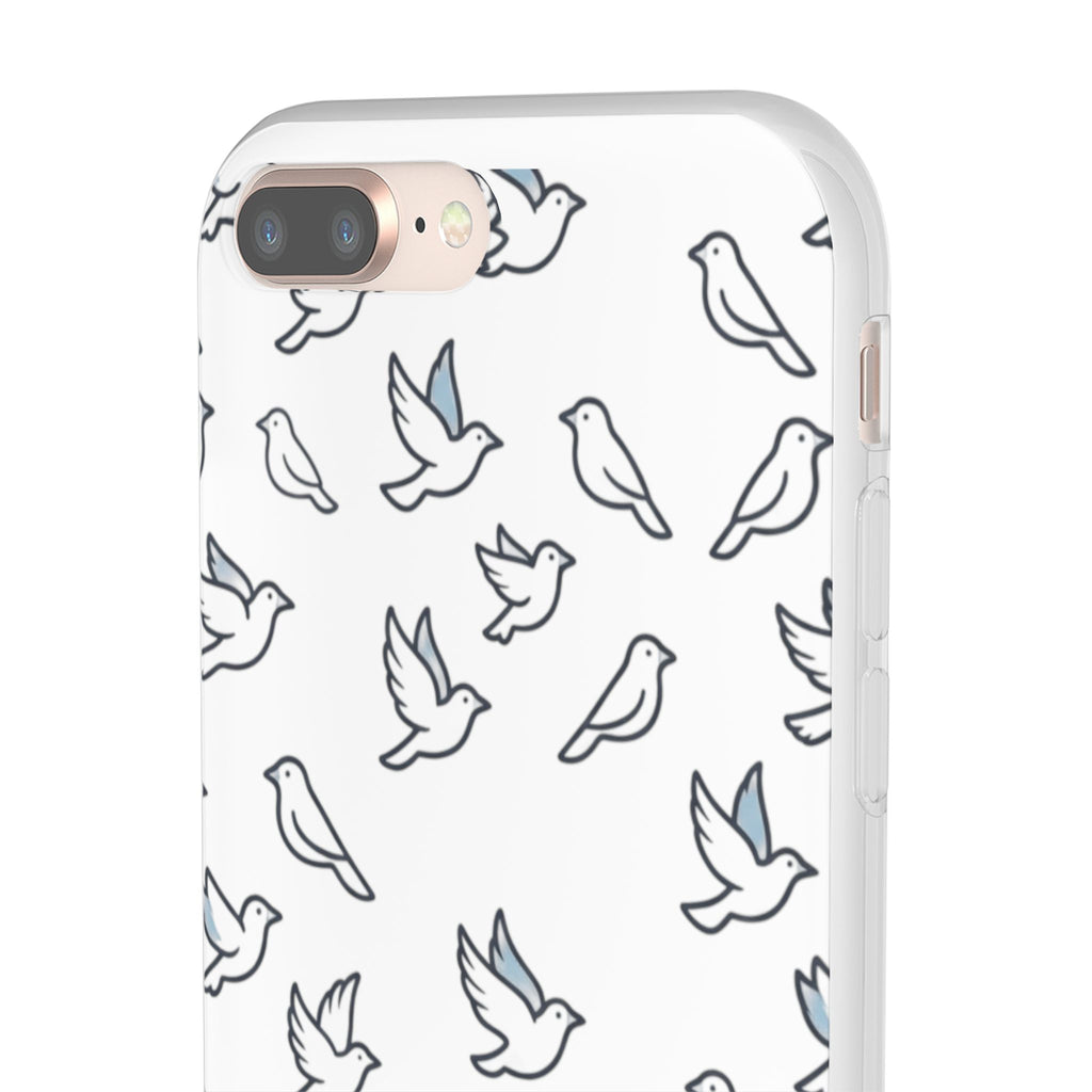 Dove Pattern Flexi Phone Case — Minimal White Bird Protective Case