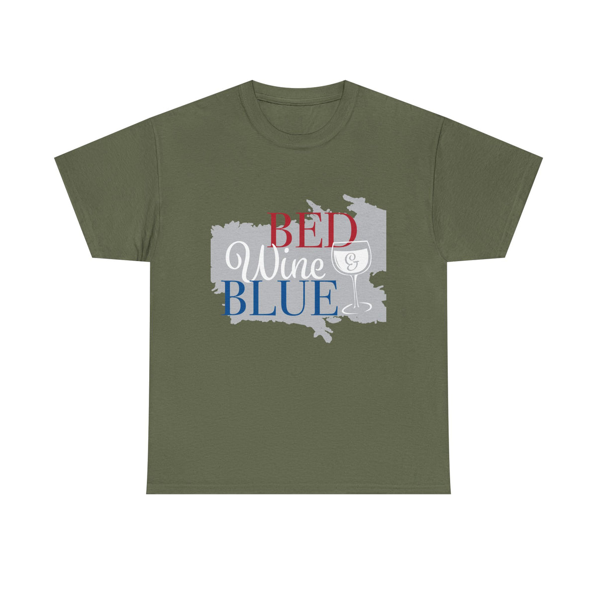 Bed Wine Blue T-Shirt — Patriotic Red White & Blue Graphic Tee