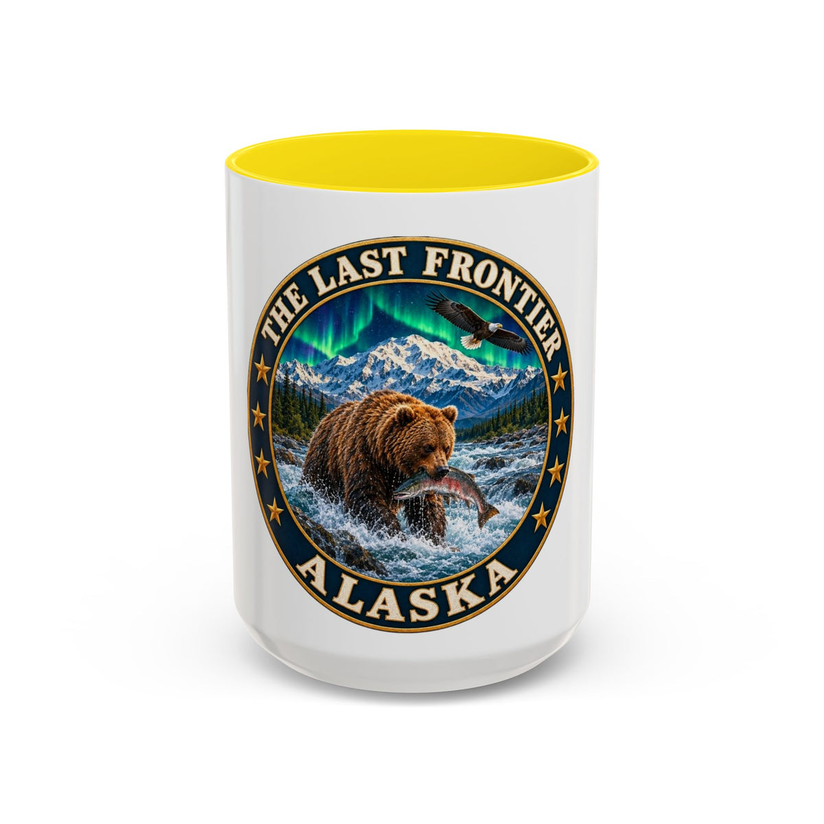 Alaska The Last Frontier Mug — Bear & Northern Lights Coffee Cup (11/15oz)