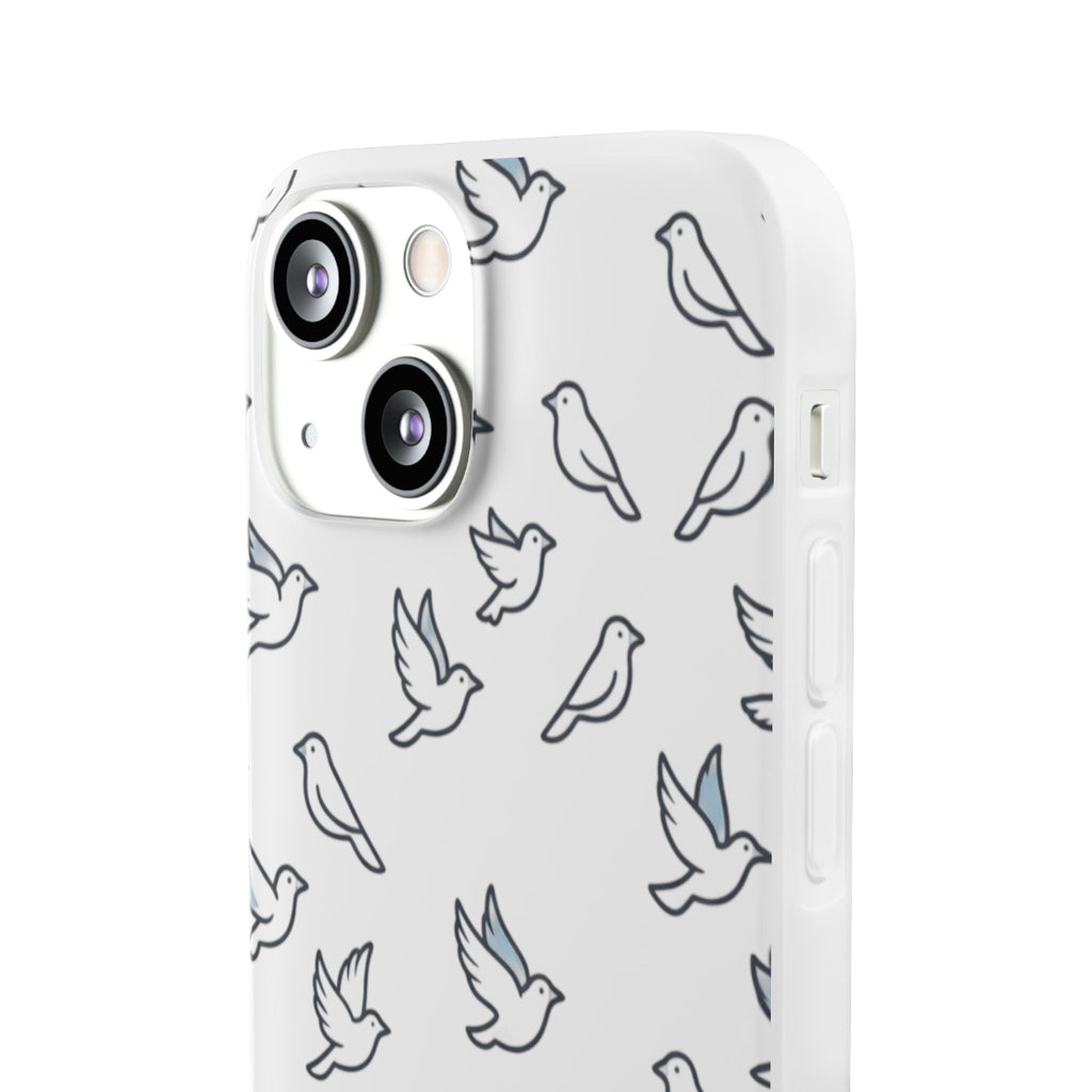 Dove Pattern Flexi Phone Case — Minimal White Bird Protective Case