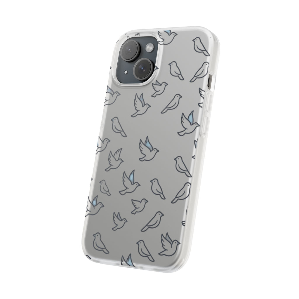 Dove Pattern Flexi Phone Case — Minimal White Bird Protective Case