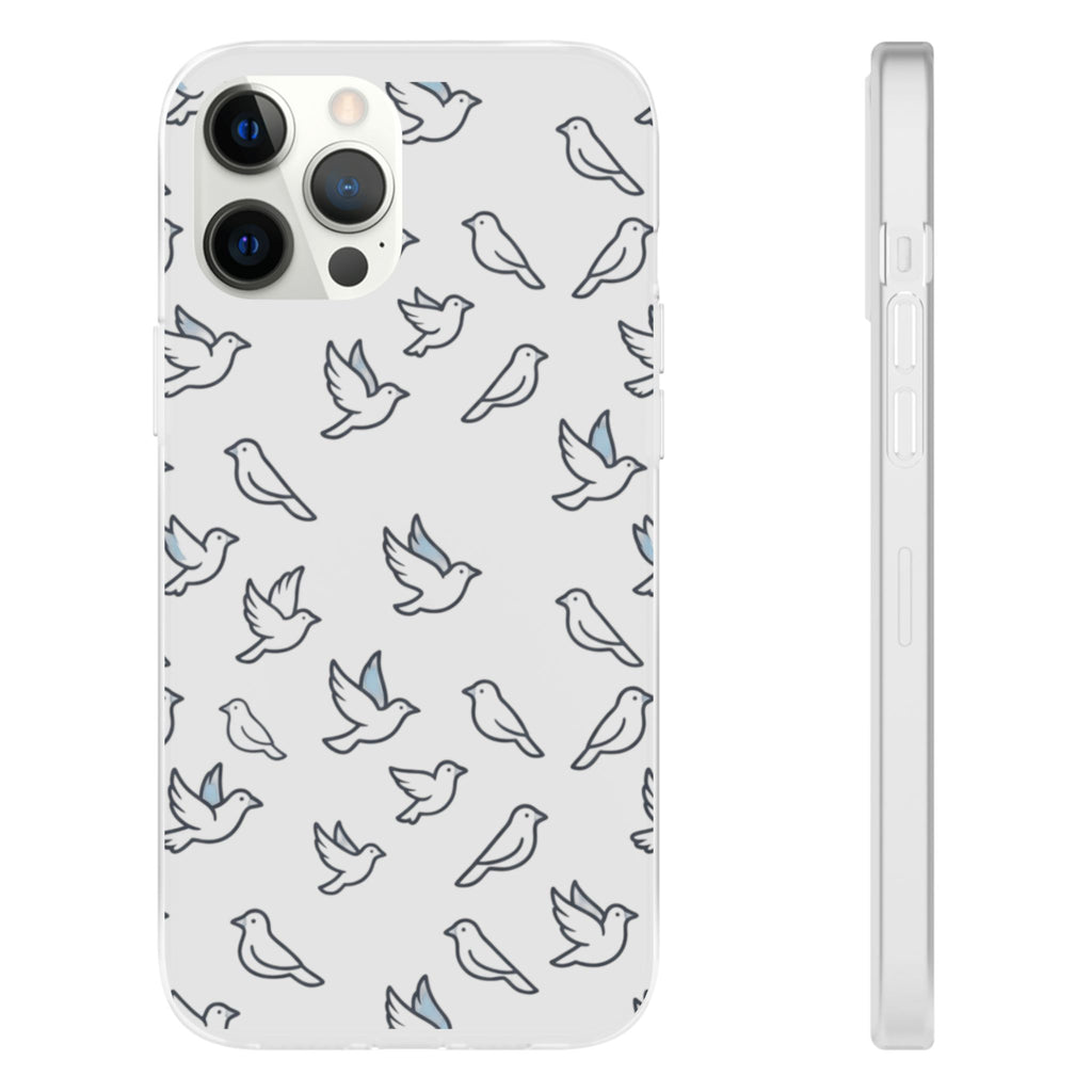 Dove Pattern Flexi Phone Case — Minimal White Bird Protective Case