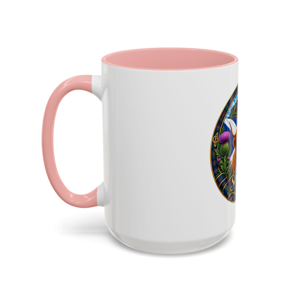 Scotland Highland Cow Accent Coffee Mug — Scottish Castle & Thistle Design