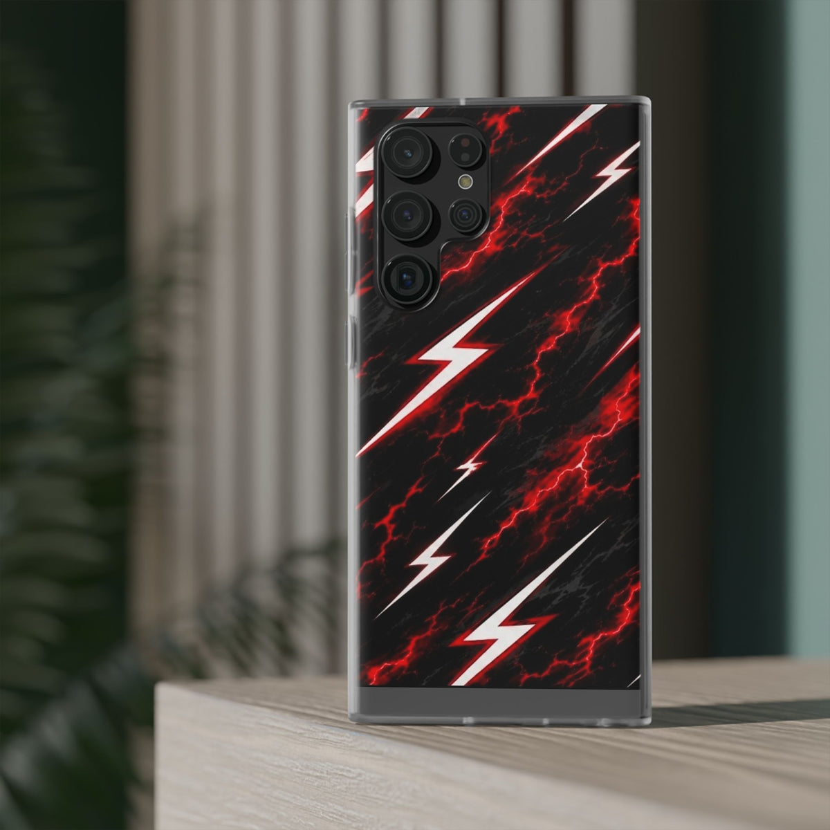 Phone Case — Red Lightning Bolt Storm Flexi Case