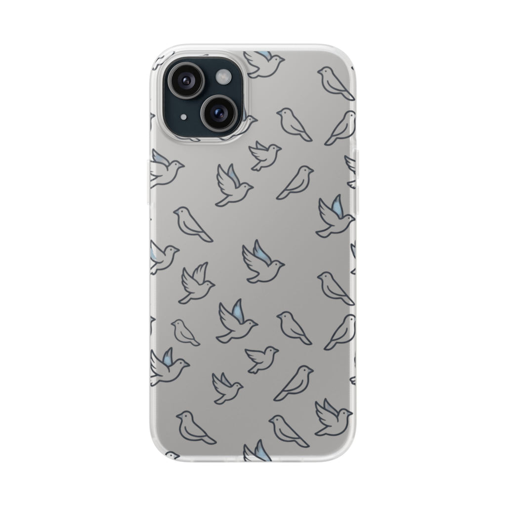 Dove Pattern Flexi Phone Case — Minimal White Bird Protective Case
