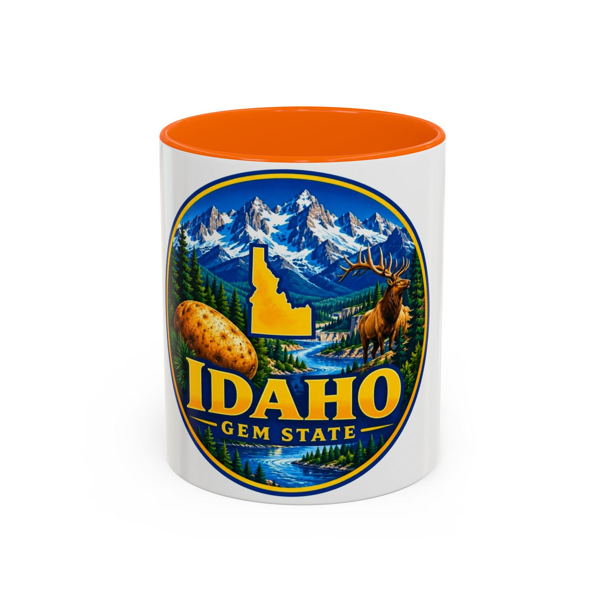 Idaho Gem State Coffee Mug — Mountain, Elk & Potato Travel Souvenir (11/15oz)