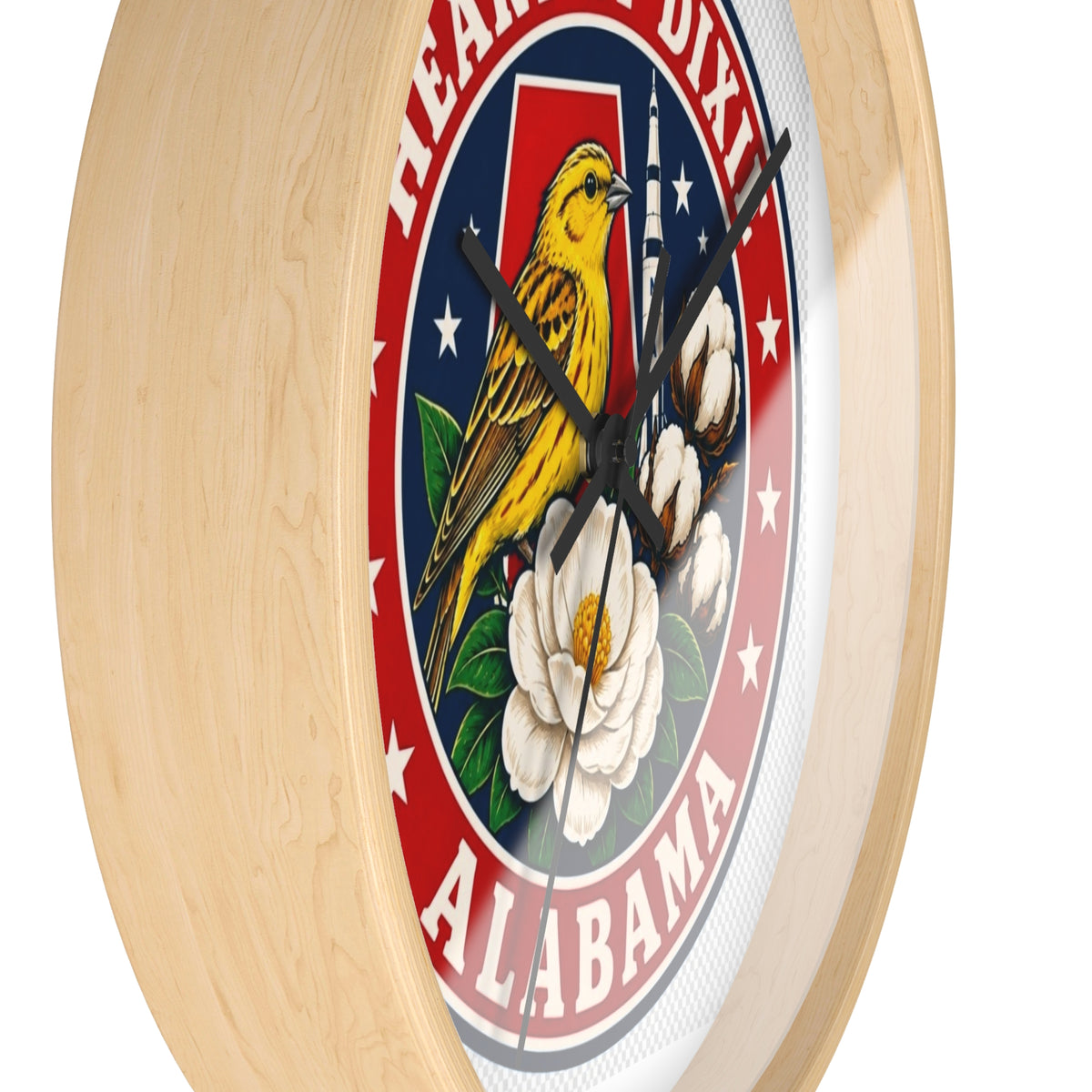 Alabama Heart of Dixie Wall Clock – State Seal Design with Yellowhammer & Magnolia