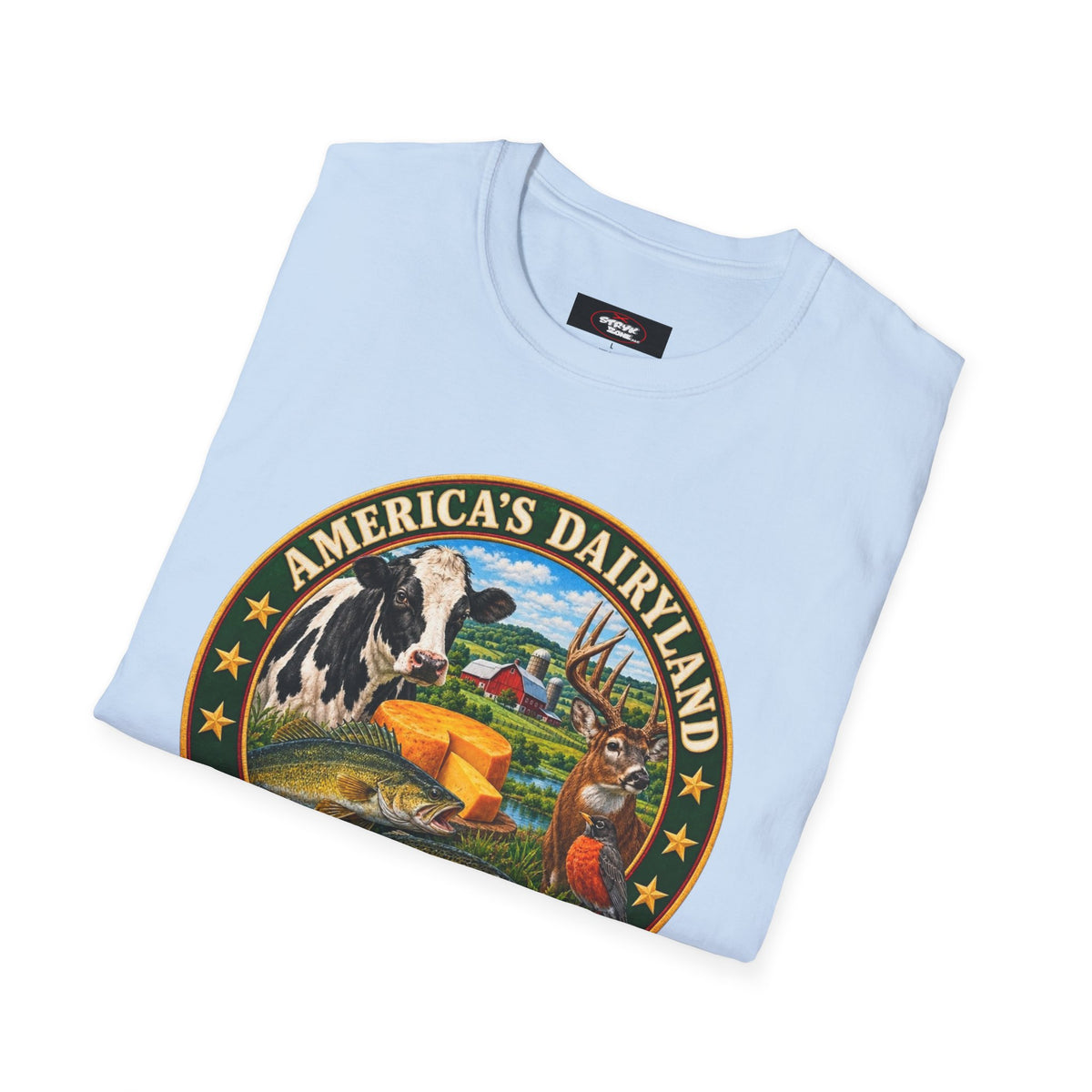 Wisconsin America’s Dairyland T-Shirt — Vintage State Badge Tee