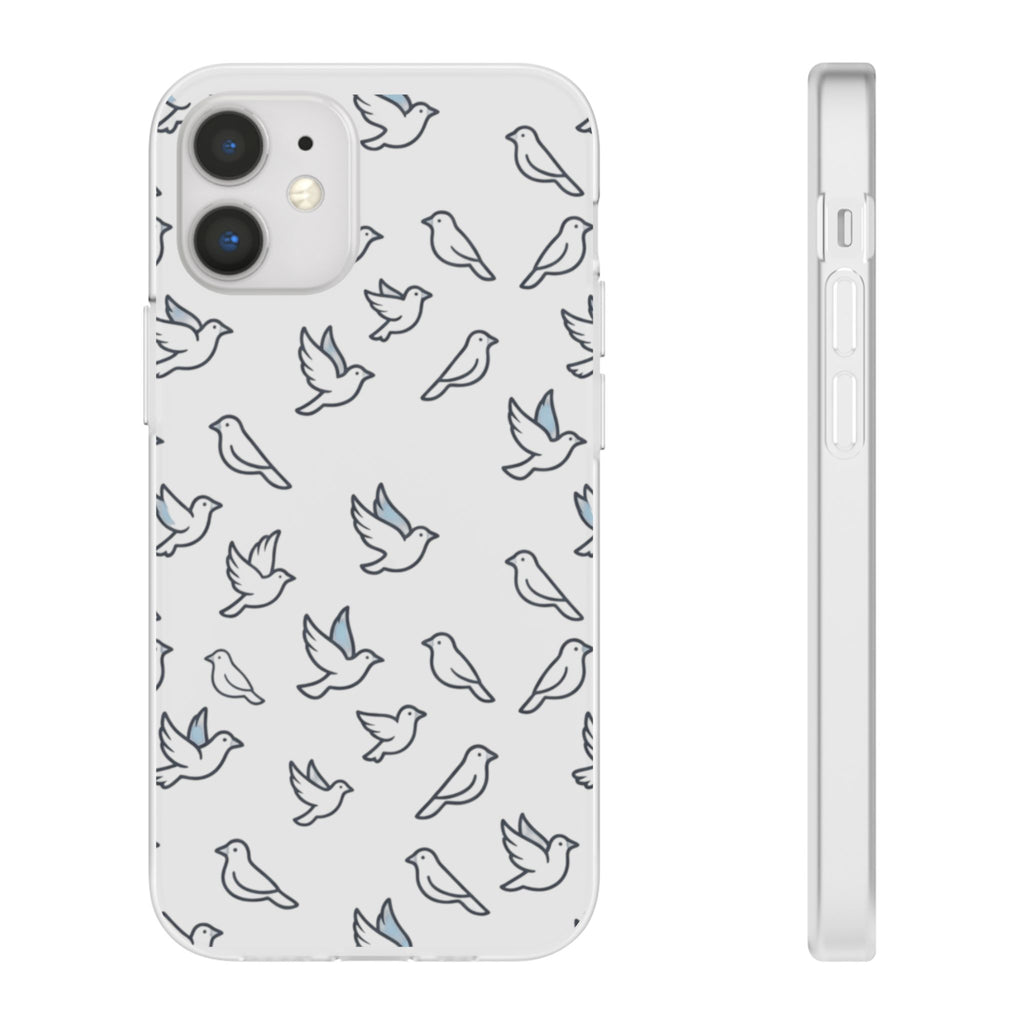 Dove Pattern Flexi Phone Case — Minimal White Bird Protective Case