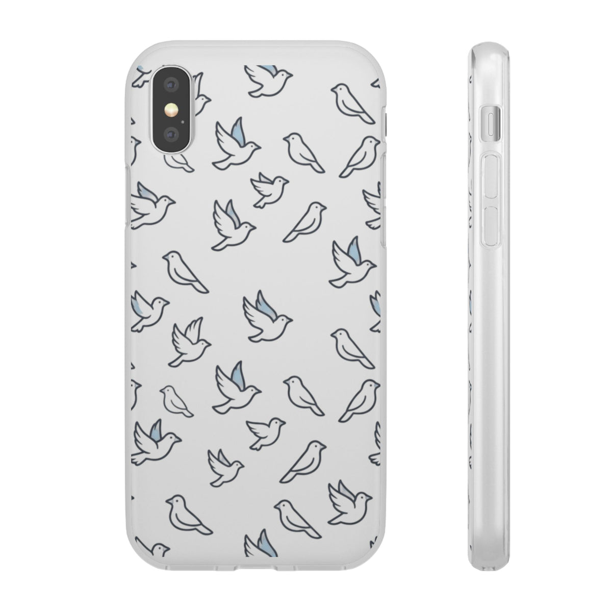 Dove Pattern Flexi Phone Case — Minimal White Bird Protective Case