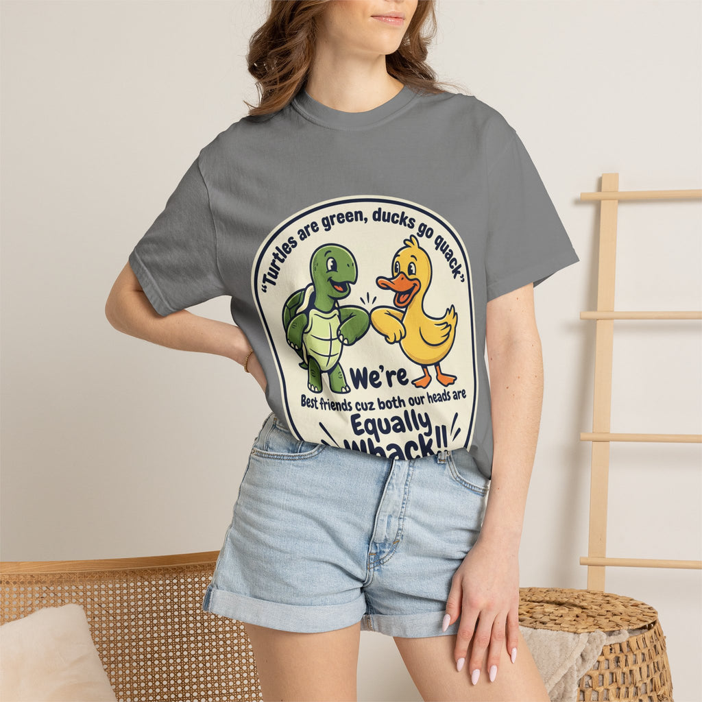 T-Shirt — "We're Equally Whack" Turtle & Duck Best Friends Graphic Tee