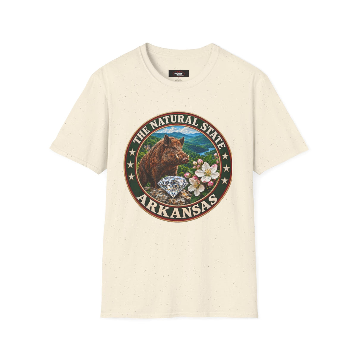 Arkansas State Seal T-Shirt — 'The Natural State' Bear & Diamond Design