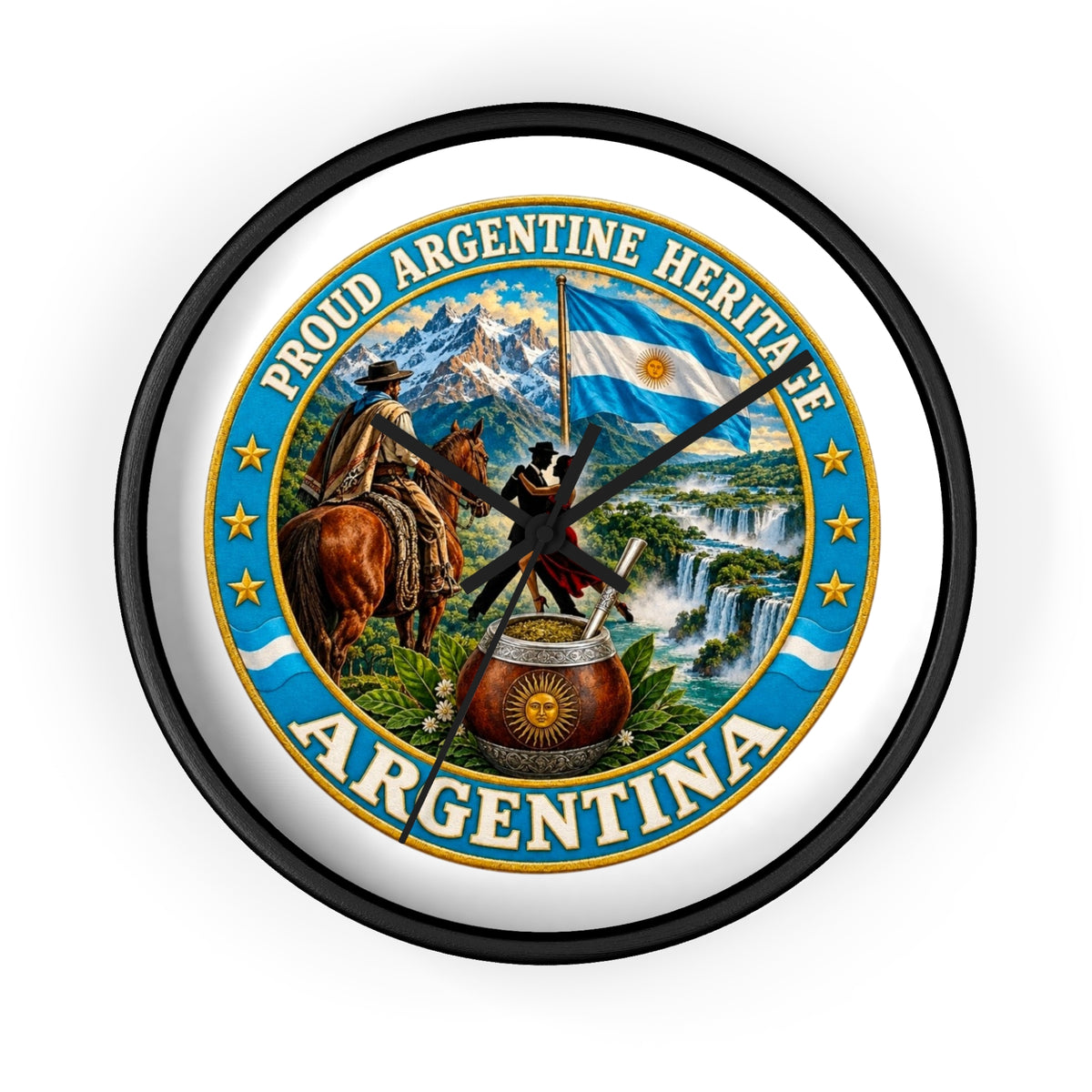 Argentina Heritage Wall Clock – "Proud Argentine Heritage" Patriotic Home Decor