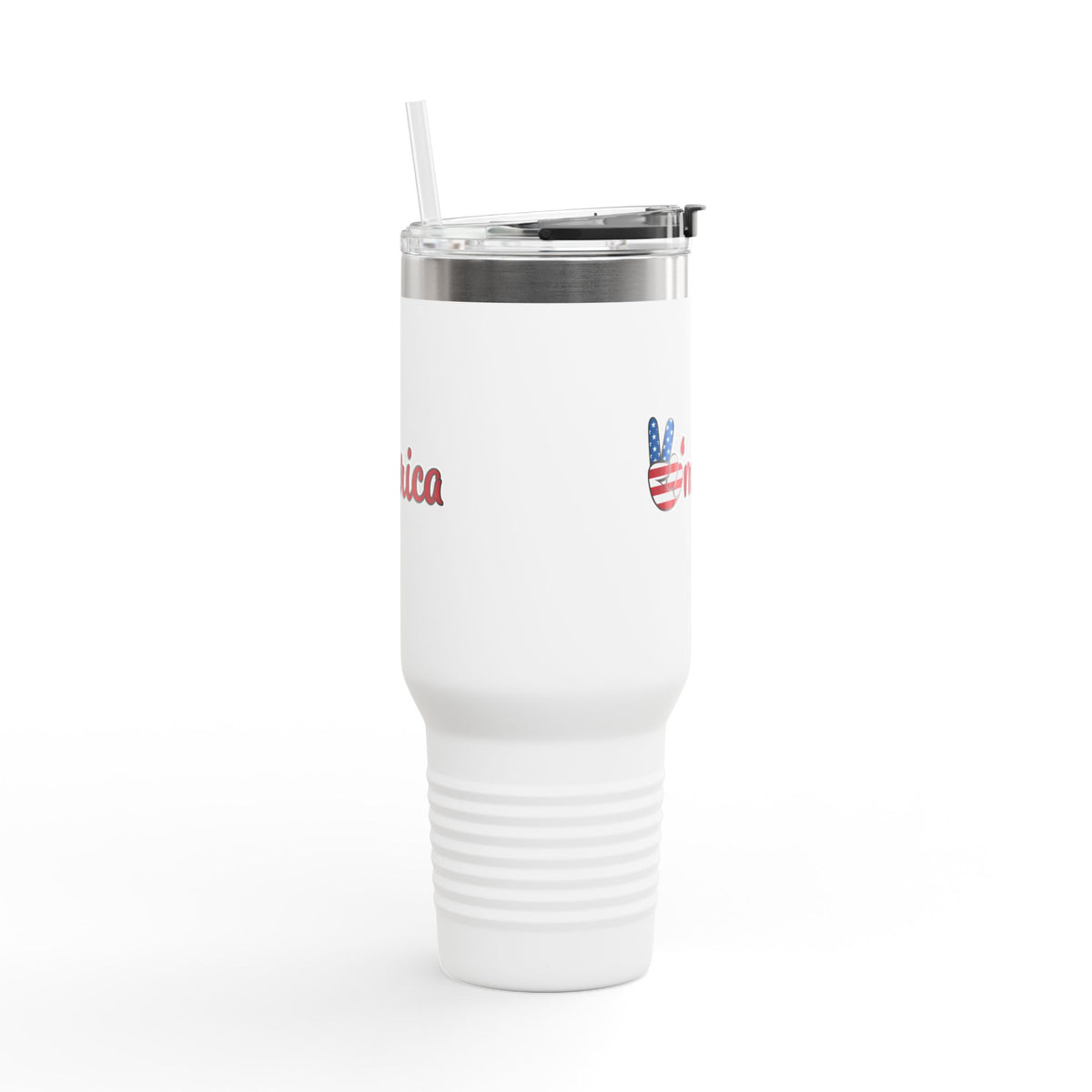 40oz Insulated Travel Mug — "Merica" Patriotic Peace Sign Stainless Tumbler